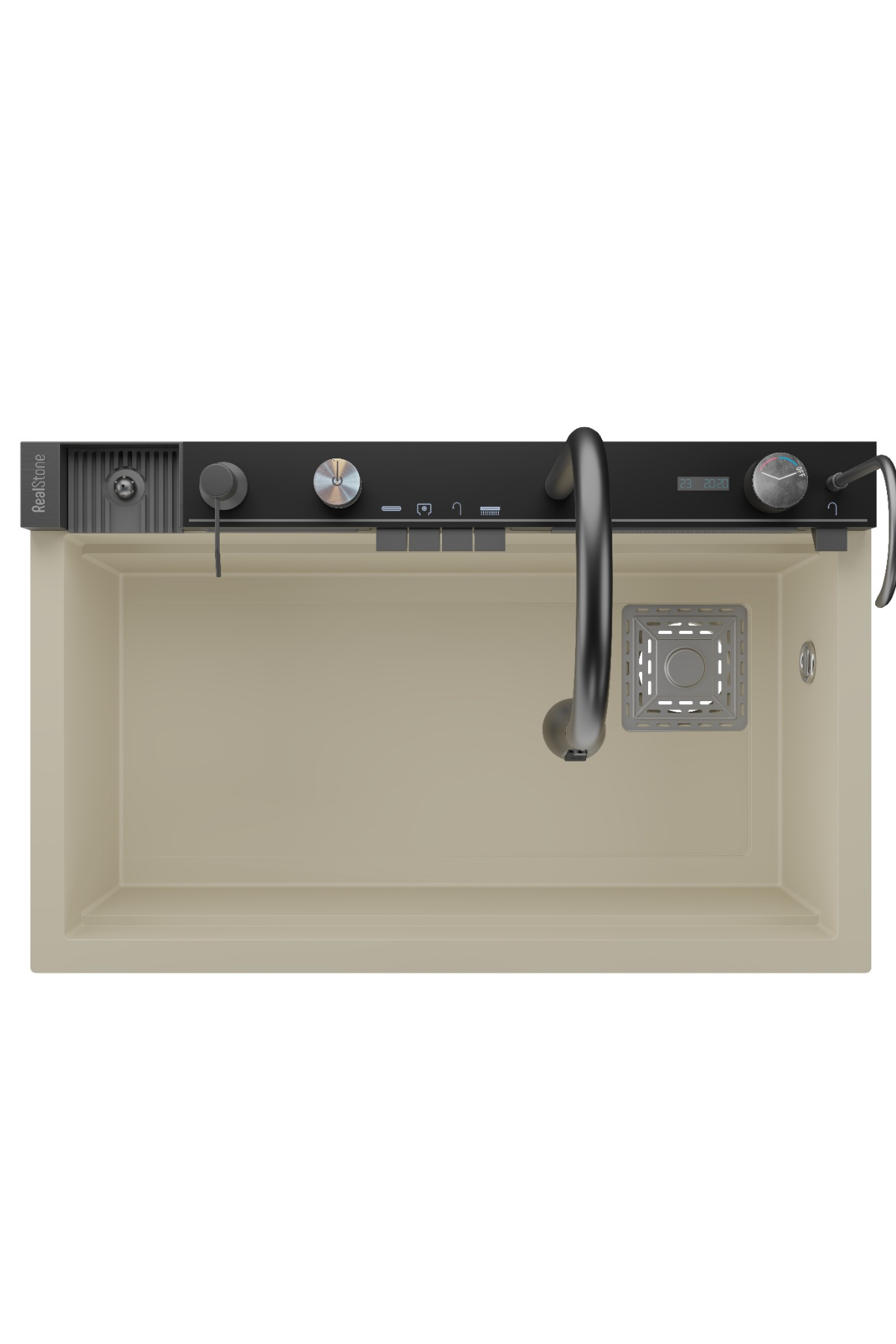REALSTONE KREM G02 VİKTORİA 755X470 AKILLI GRANİT EVİYE + AKSESUAR