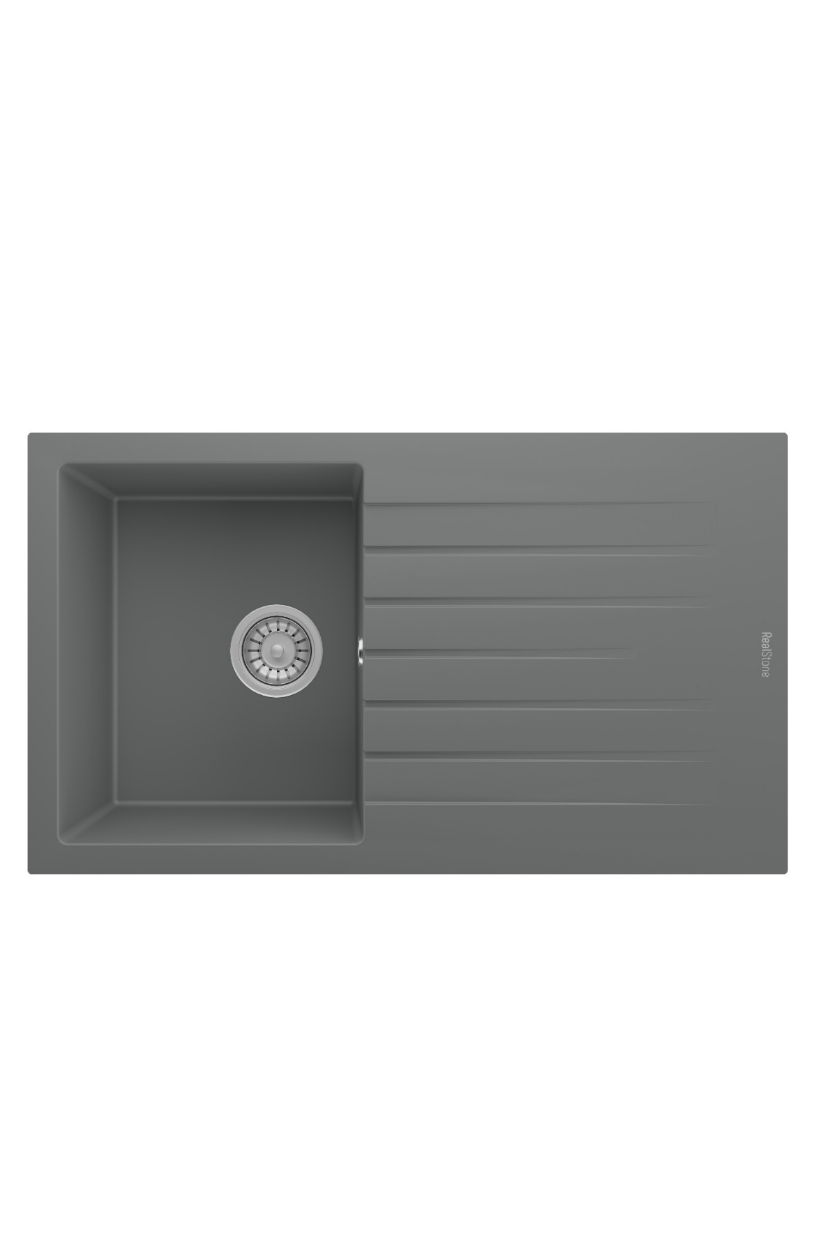 REALSTONE  P04 TROYA GRİ 860X500  DAMLALIKLI GRANİT EVİYE