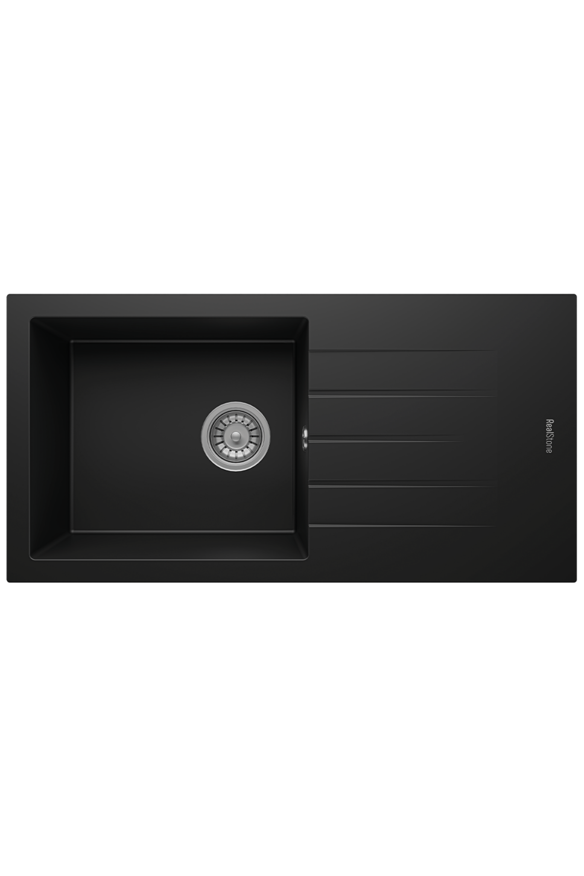 REALSTONE SİYAH P11 ASSOS 86 XL 860X435  DAMLALIKLI GRANİT EVİYE