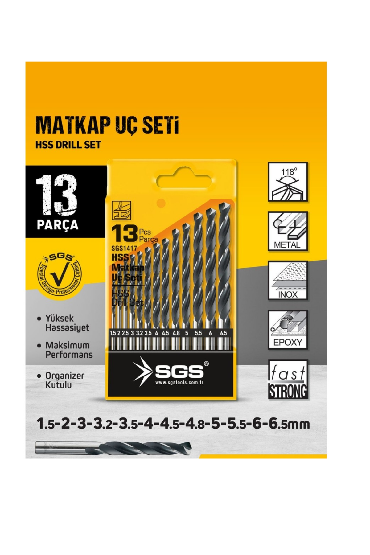 SGS 13 PARÇA HSS MATKAP UCU SETİ
