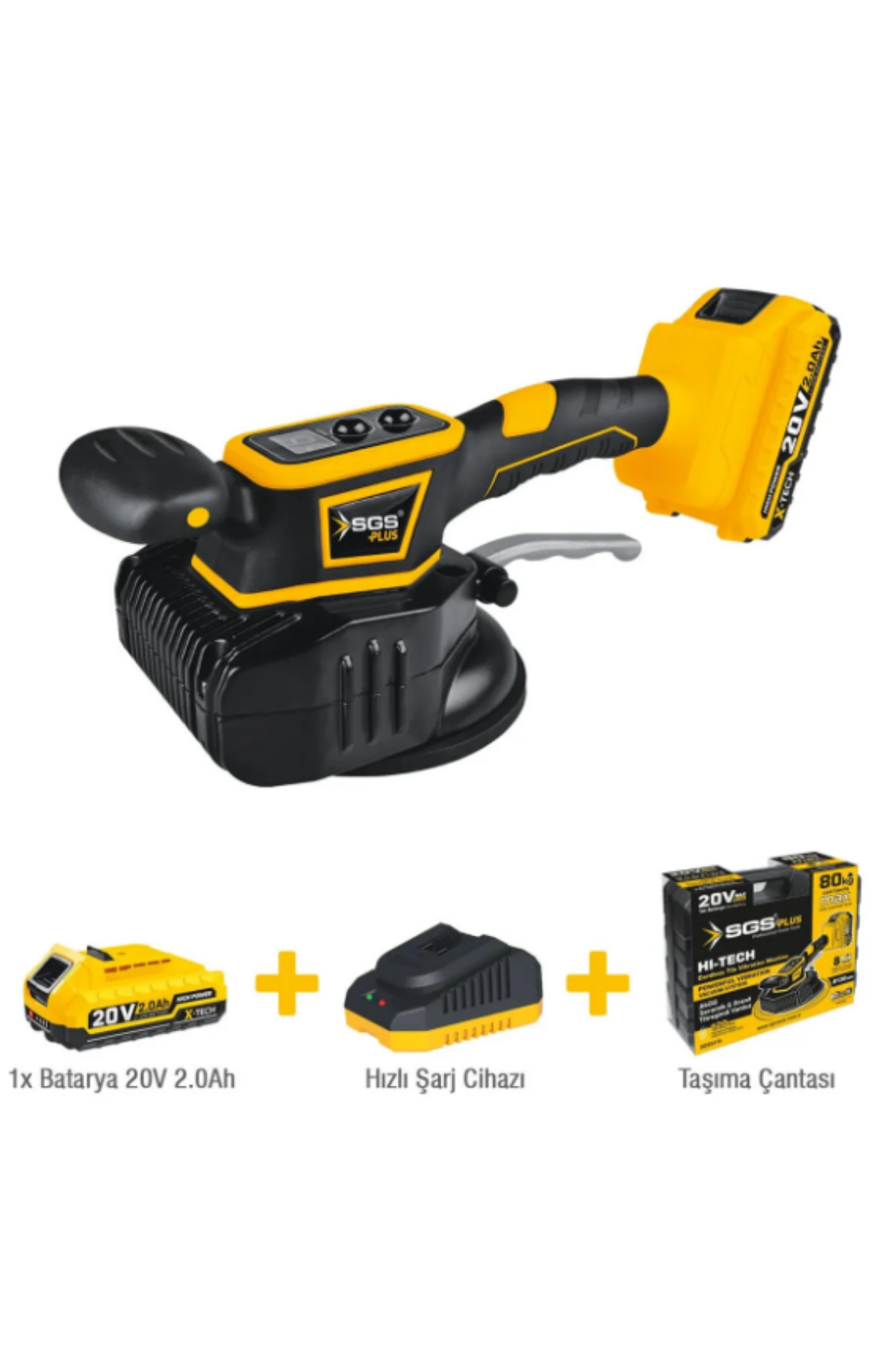 SGS AKÜLÜ SERAMİK-GRANİT TİTREŞİMLİ VANTUZ (130 MM & 80 KG & 20V & 1X2 AH)