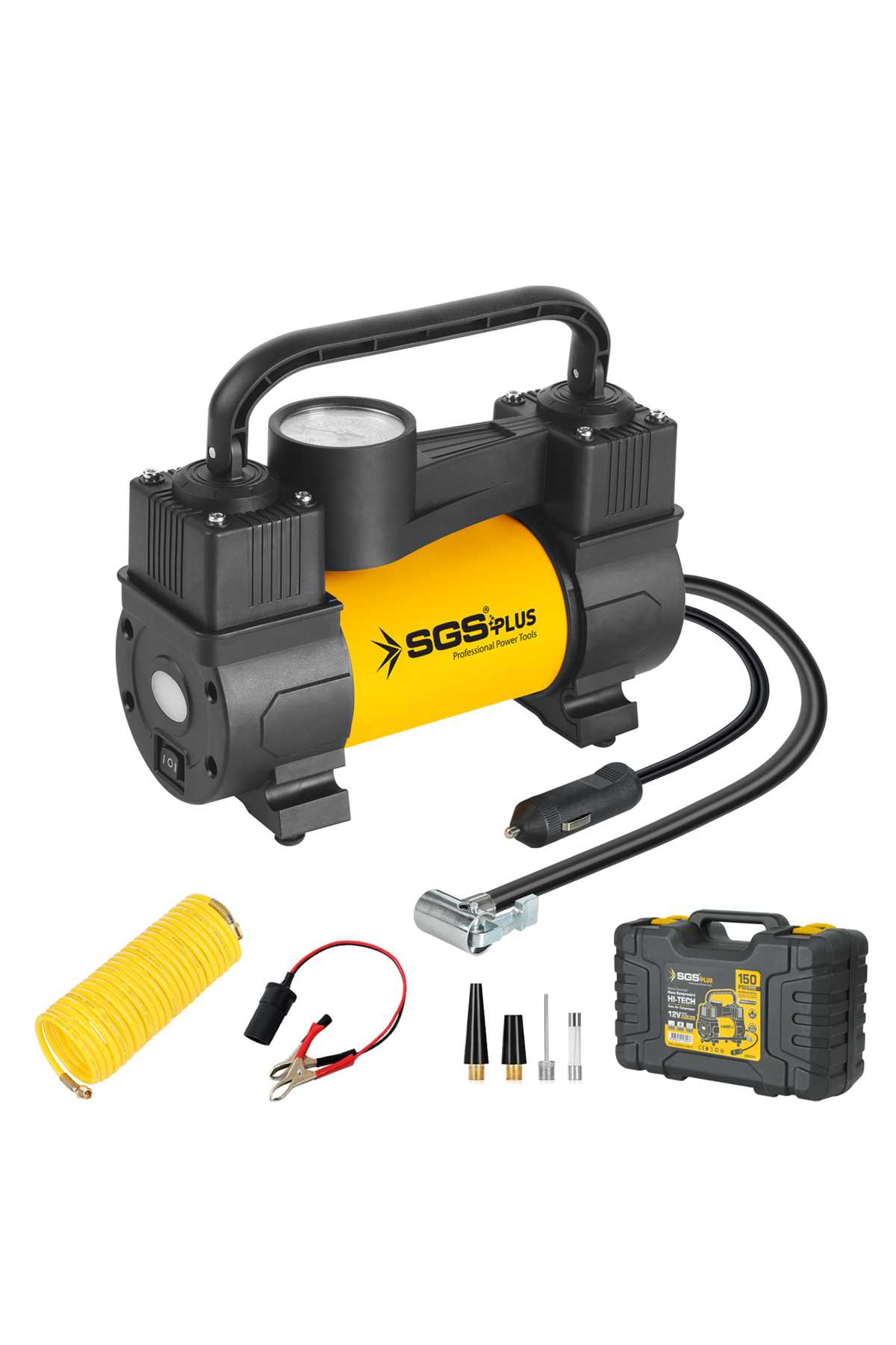 SGS BASINÇ GÖSTERGELİ ARAÇ HAVA KOMPRESÖRÜ 12 V (150 PSI)