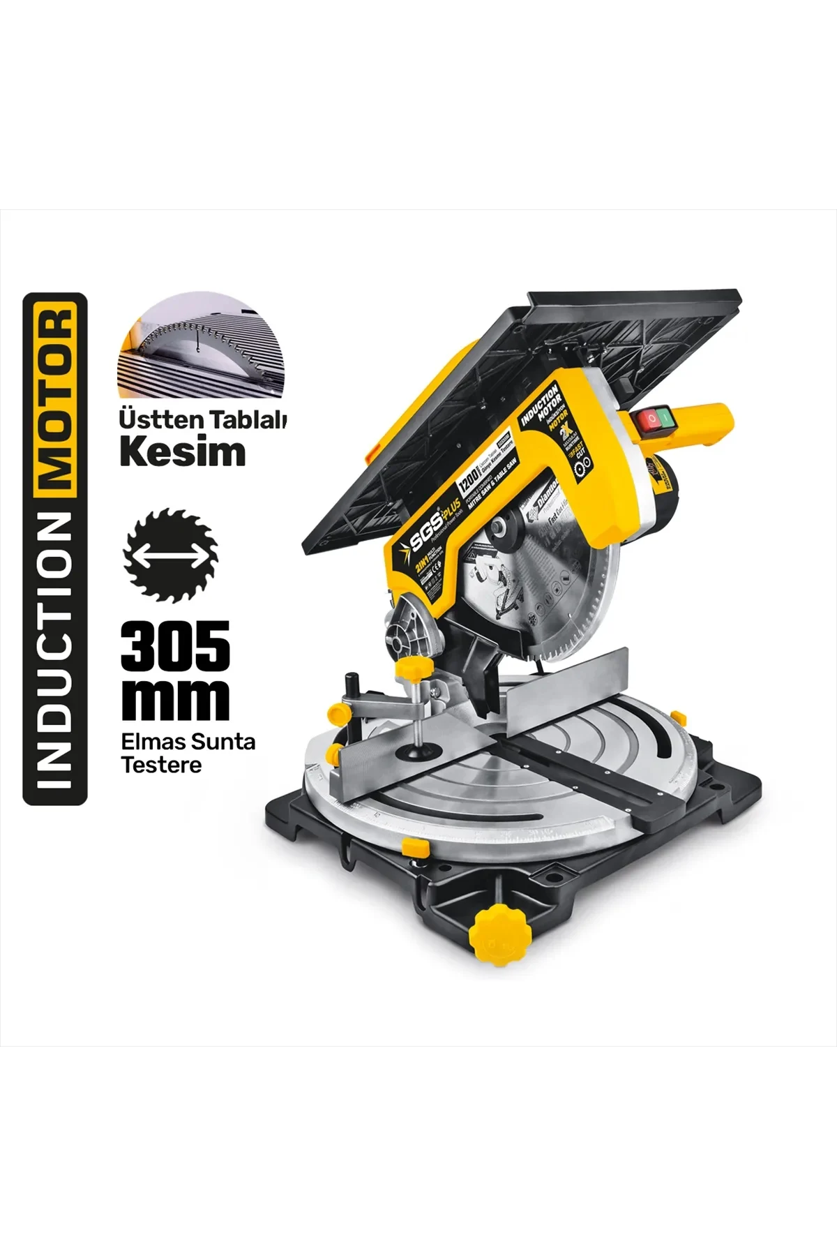 SGS GÖNYE KESME TESTERE ÜSTTEN TABLALI 1200 Watt 305 MM