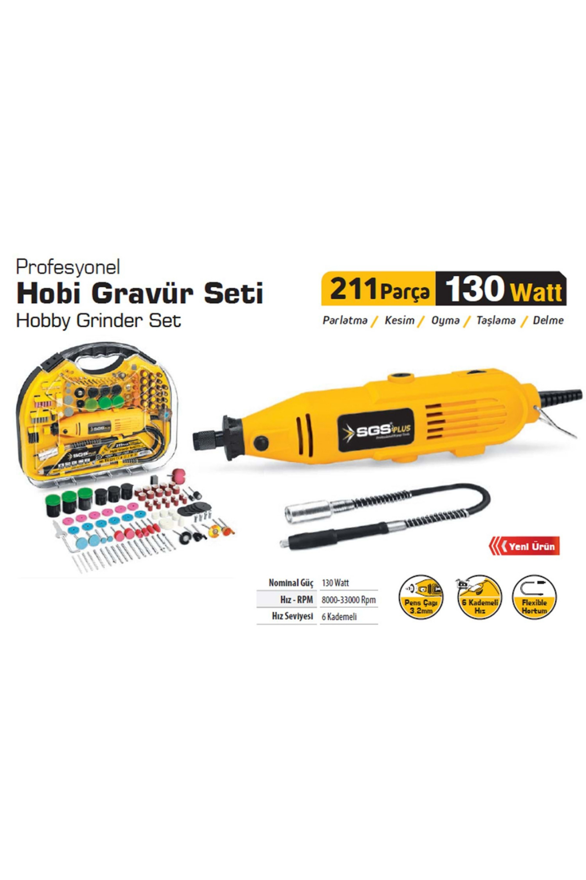 SGS HOBİ GRAVÜR SETİ (211 PARÇA) 130 W