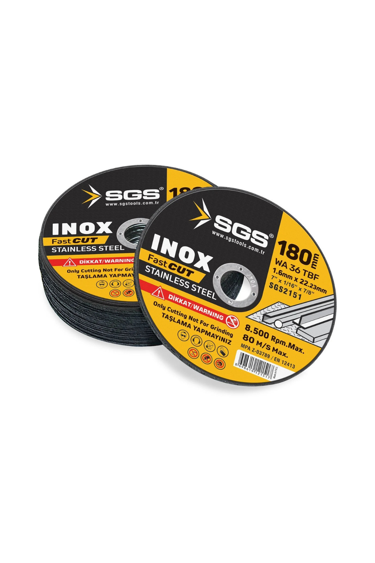 SGS INOX KESİCİ (180X1.6X22 MM)