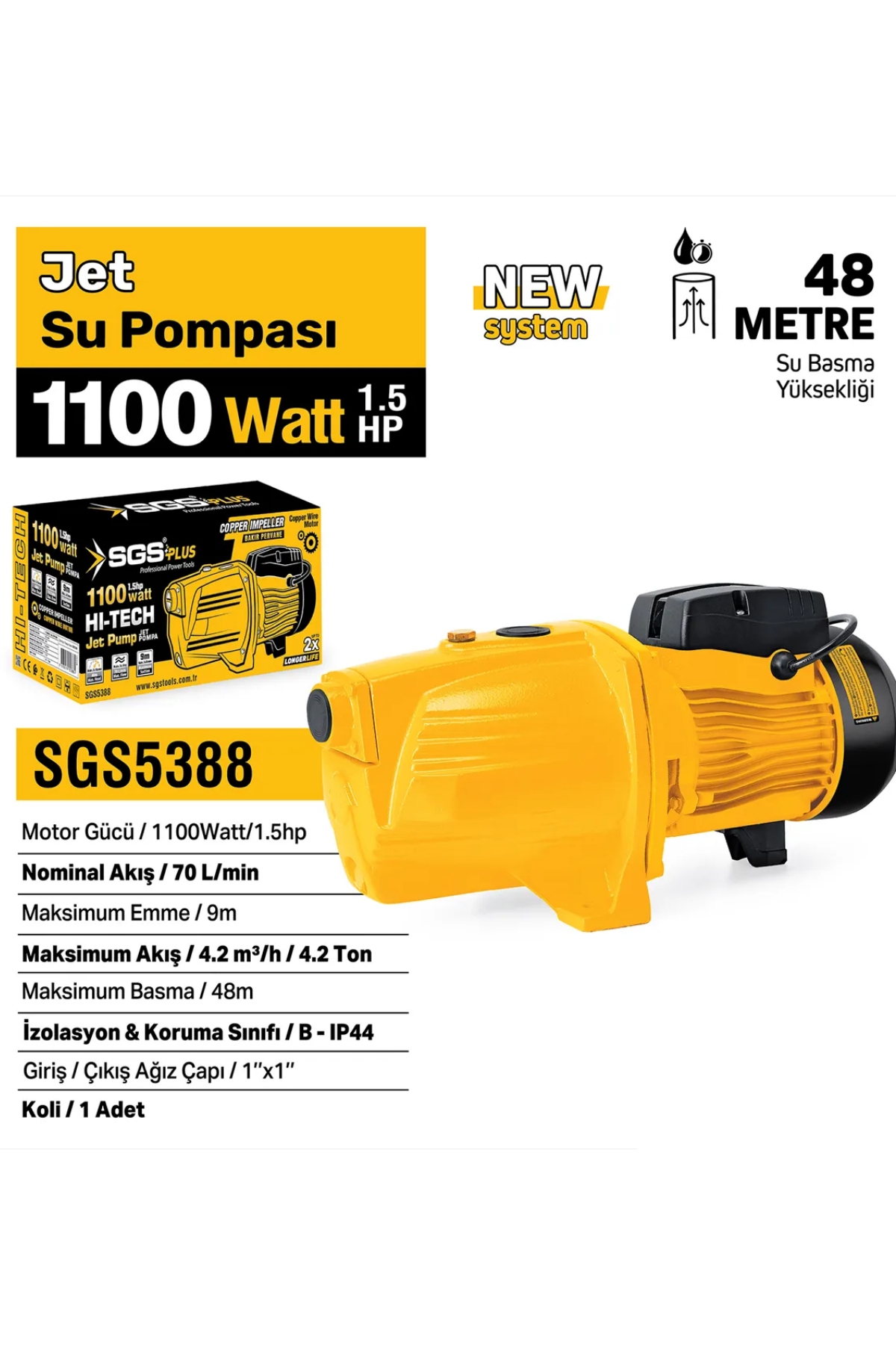 SGS JET SU POMPASI 1100 WATT 1.5 HP