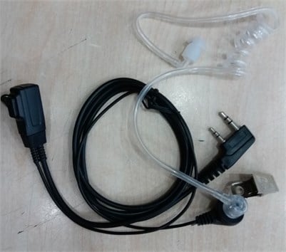 Çift Soketli Akustik PMR Telsiz Kulaklığı 2 Pin Mikrofonlu Şeffaf Spiral  Tip Kulaklık