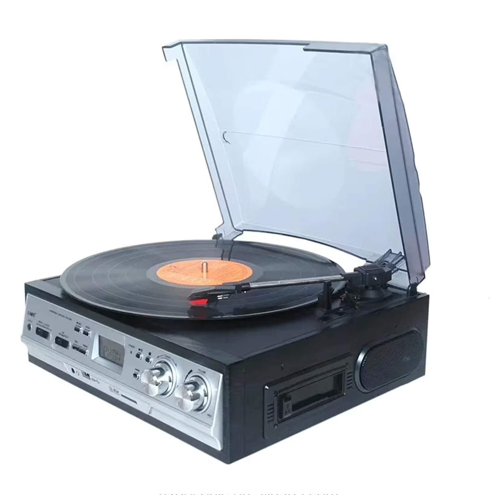 Knstar KN-37 Bluetooth Kumandalı Pikap CD Kaset USB Radyo 33/45/78 Devir Nostaljik Plak Çalar
