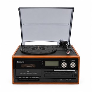 Dosound TR-17S Ahşap Çok Fonksiyonlu Pikap Kaset CD USB Bluetooth Retro Müzik Sistemi