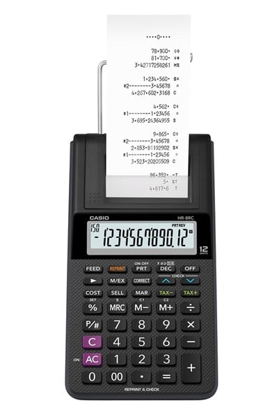 Casio HR-8RC-BK Portable Şeritli Hesap Makinesi