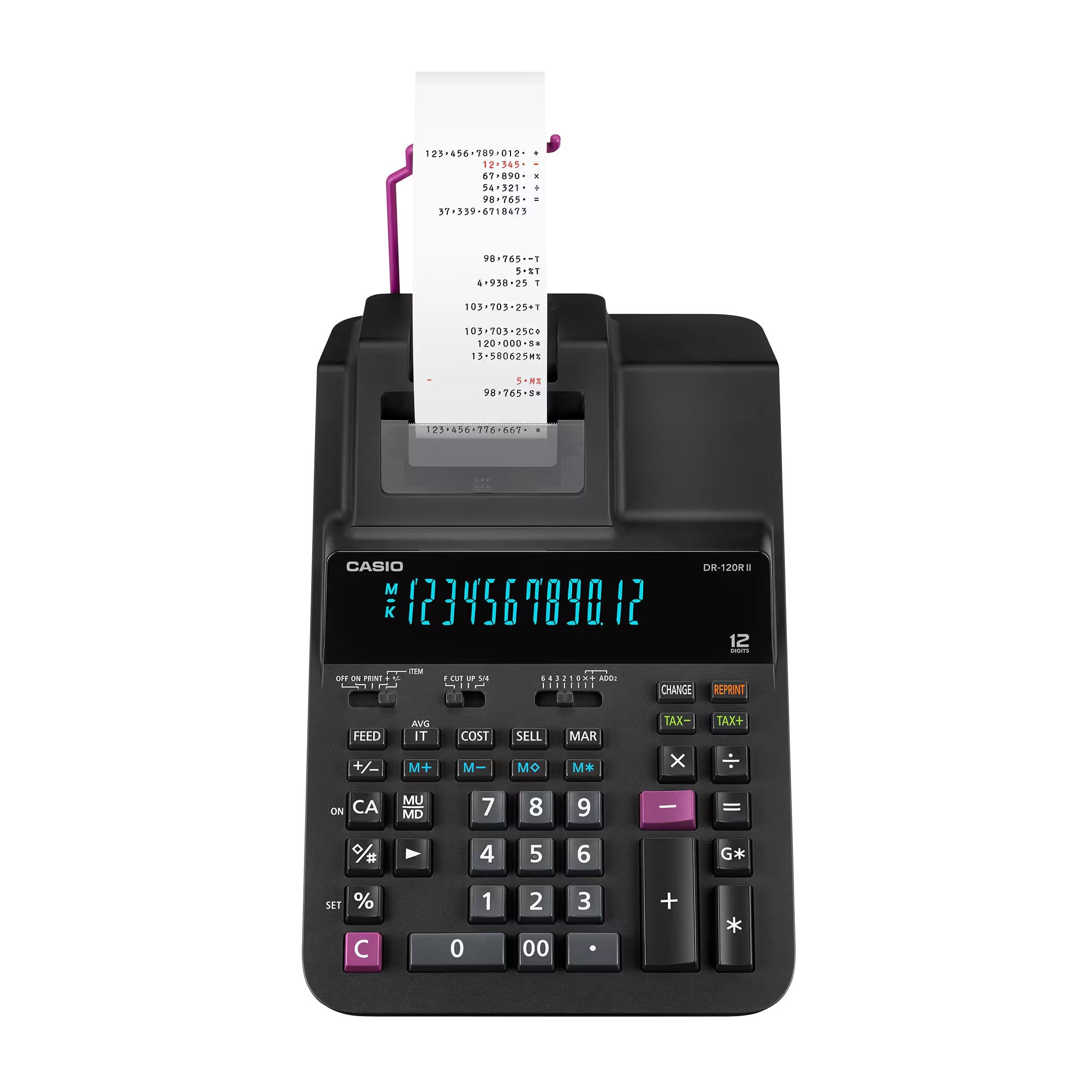 Casio DR-120R II-BK Şeritli Hesap Makinesi 12 Hane – Yazıcı (Printing Calculator), Muhasebe Ofis Tipi
