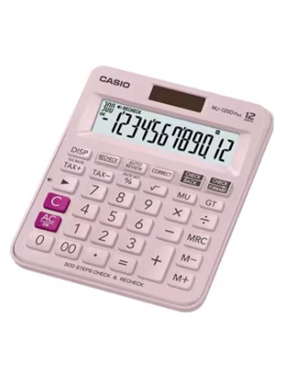 Casio MJ-120D Plus Pembe Işlem Kontrollü 12 Hane Masa Üstü Hesap Makinesi