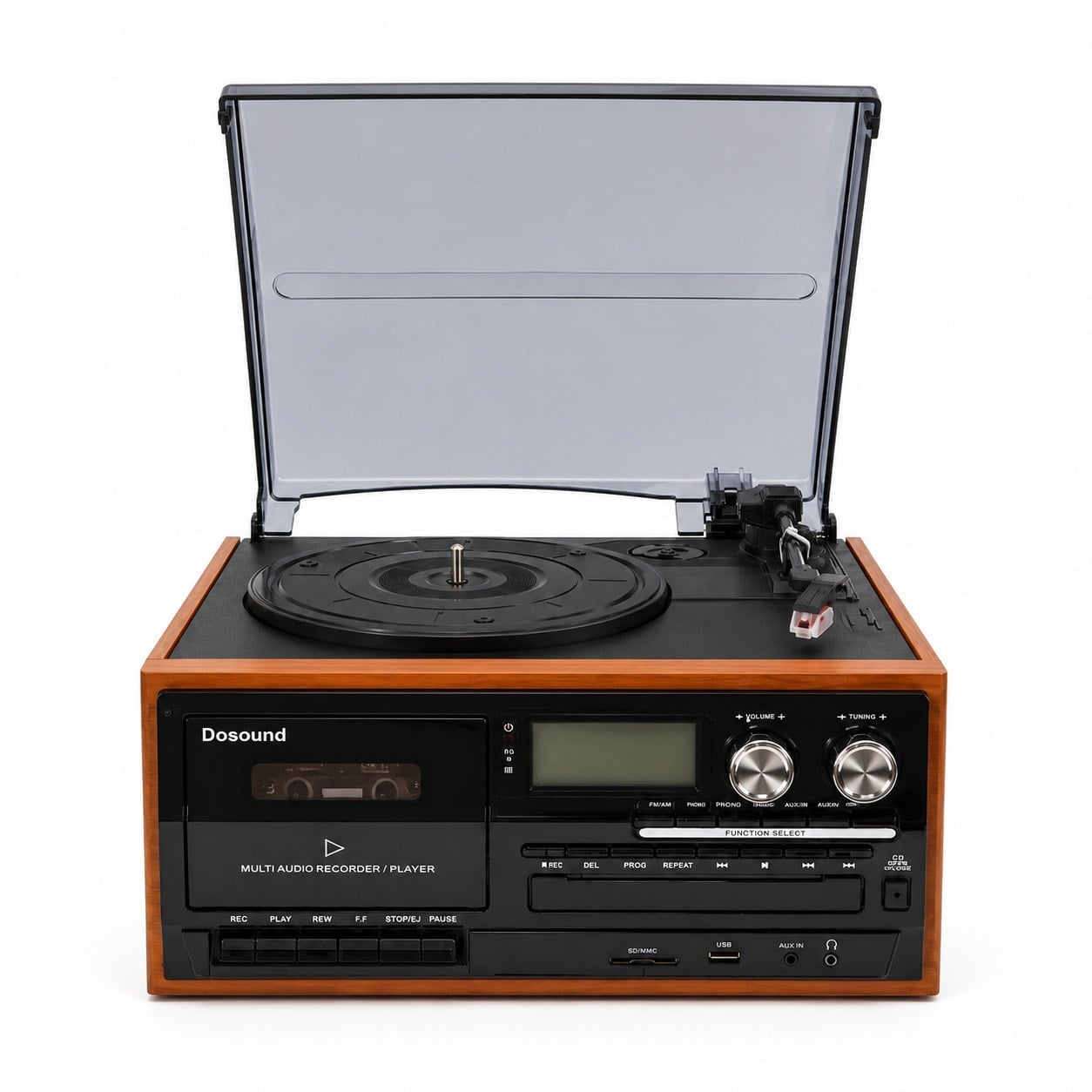 Dosound TR-17S Ahşap Çok Fonksiyonlu Pikap Kaset CD USB Bluetooth Retro Müzik Sistemi