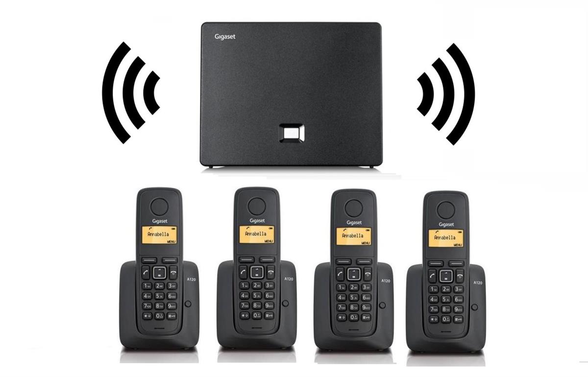 Gigaset 4 Dahili Dect Telsiz Kablosuz Telefon Santrali Siyah