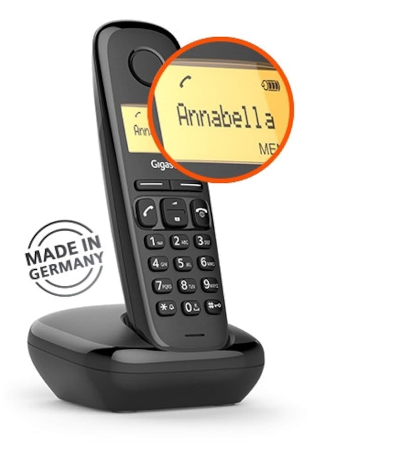 Gigaset A170 Siyah DECT Telsiz Telefon – Kablosuz Ev & Ofis Telefonu, Uzun Pil Ömrü
