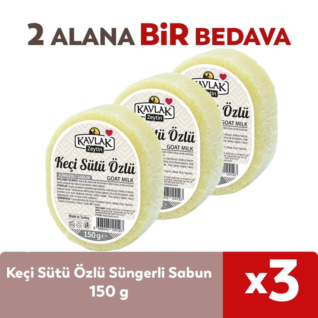  Keçi Sütlü Süngerli Sabun 2 ALANA 1 BEDAVA 