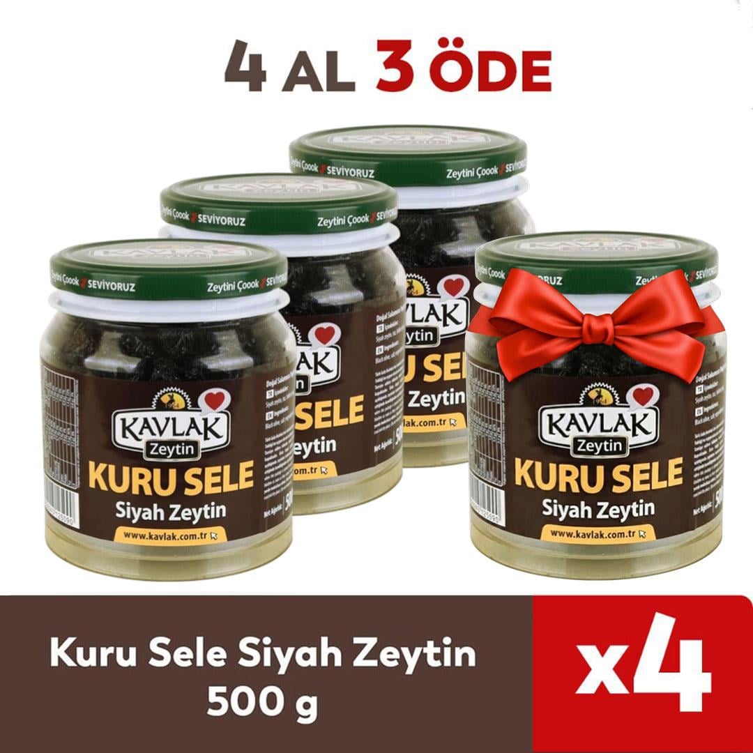500 GR Kuru Sele Gemlik Siyah Zeytin 4 Al 3 Öde