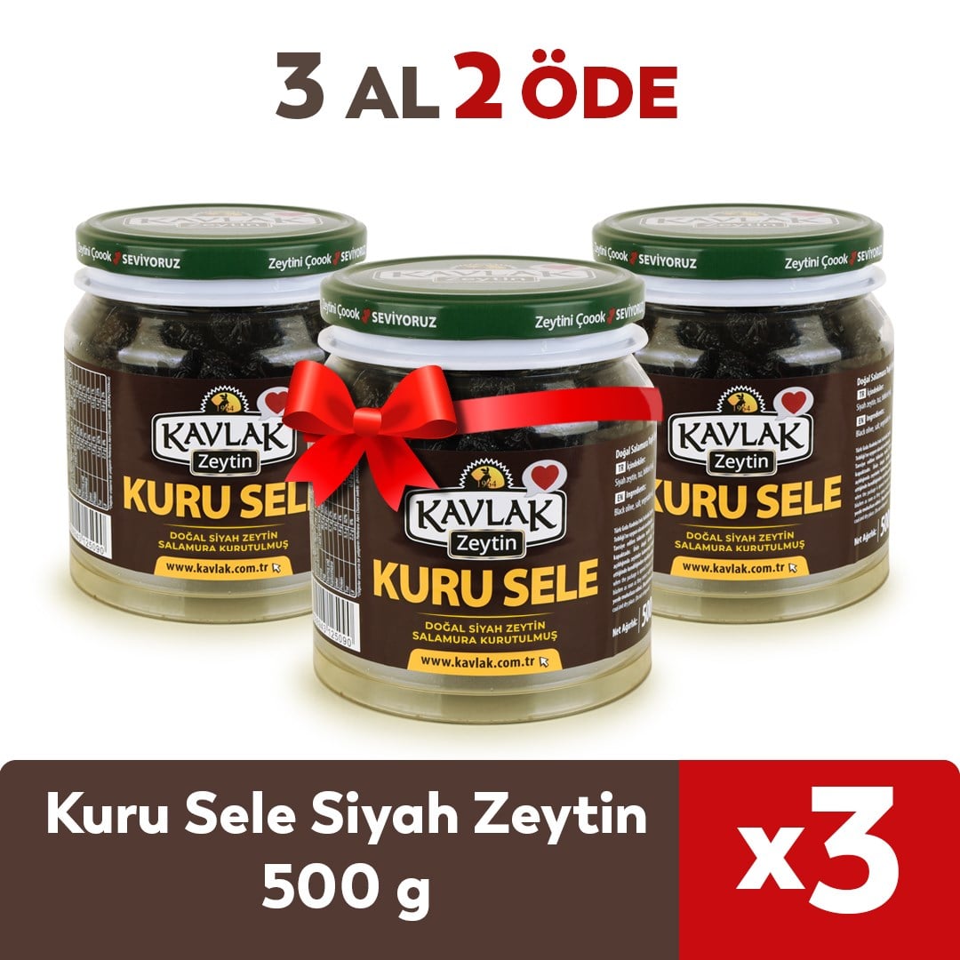 500 GR Kuru Sele Gemlik Siyah Zeytin 3 AL 2 ÖDE