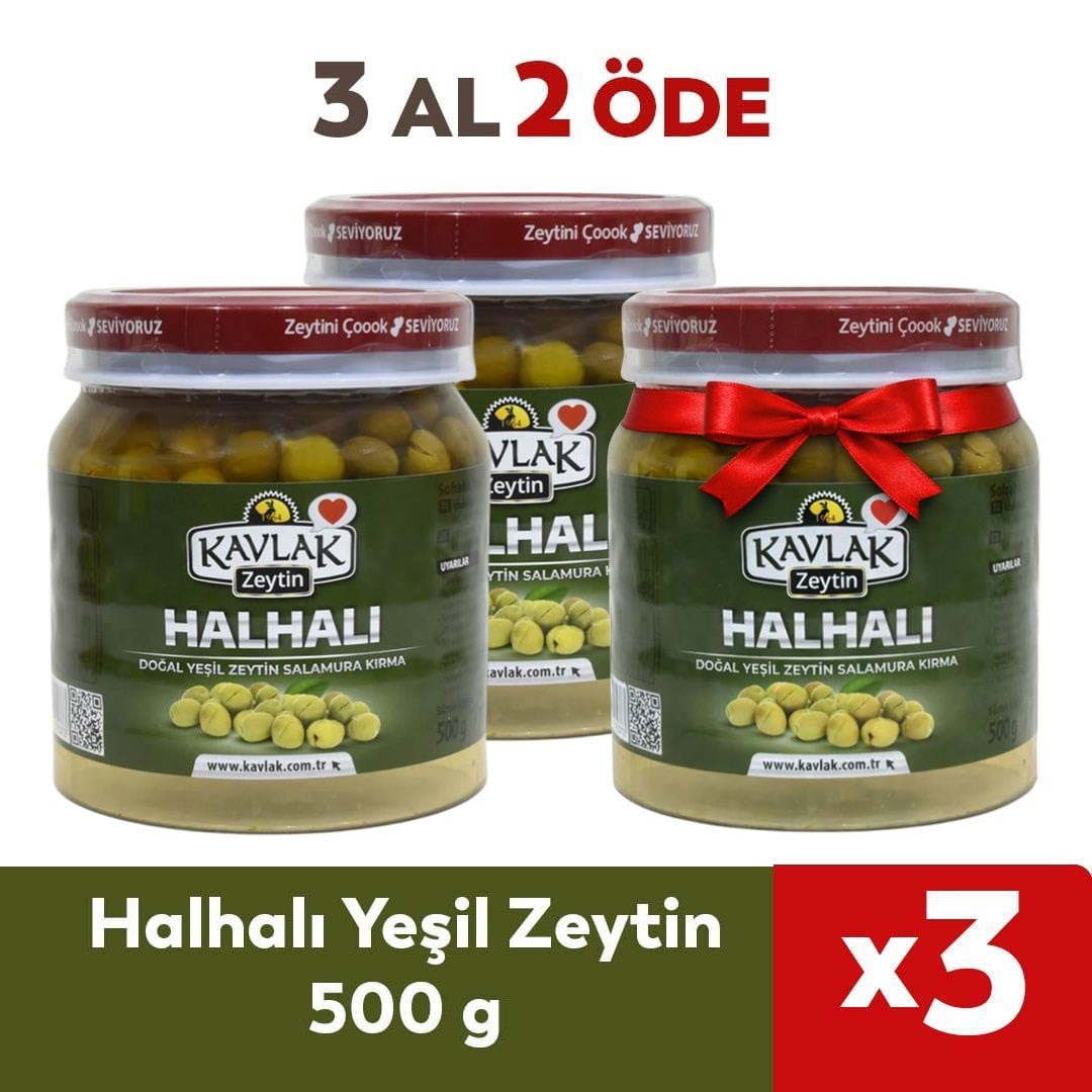 Halhalı Yeşil Zeytin 500 gr 3 Al 2 Öde