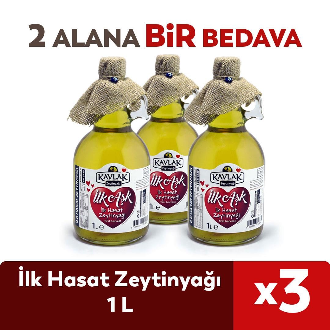İlk Hasat Soğuk Sıkım Zeytinyağı 1 lt Gallone Cam Şişe 2 ALANA 1 BEDAVA 