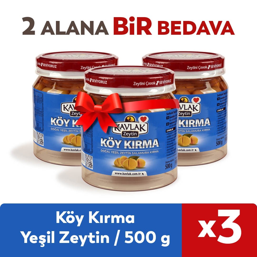 Köy Kırma Yeşil Zeytin 500 Gr 2 ALANA 1 BEDAVA