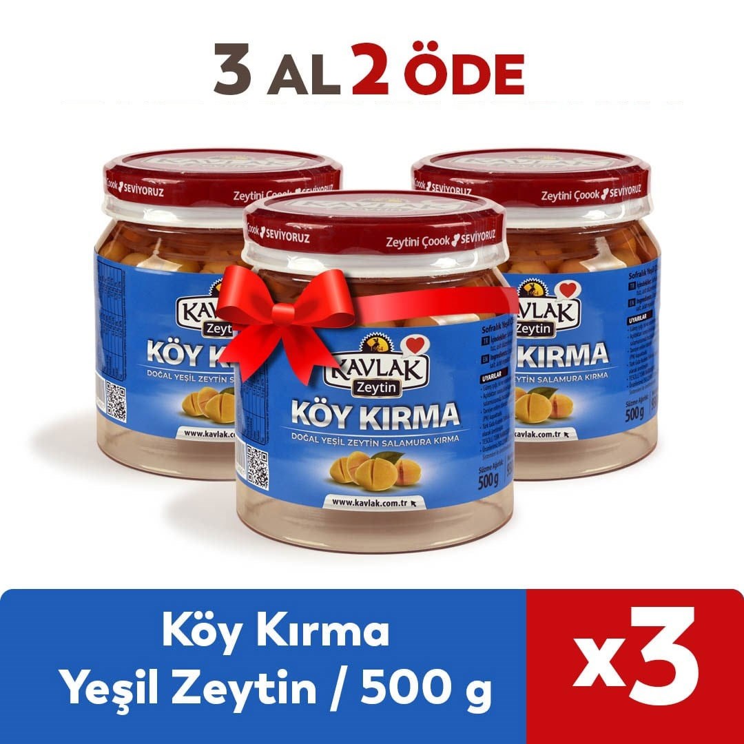 Köy Kırma Yeşil Zeytin 500 Gr 3 Al 2 Öde
