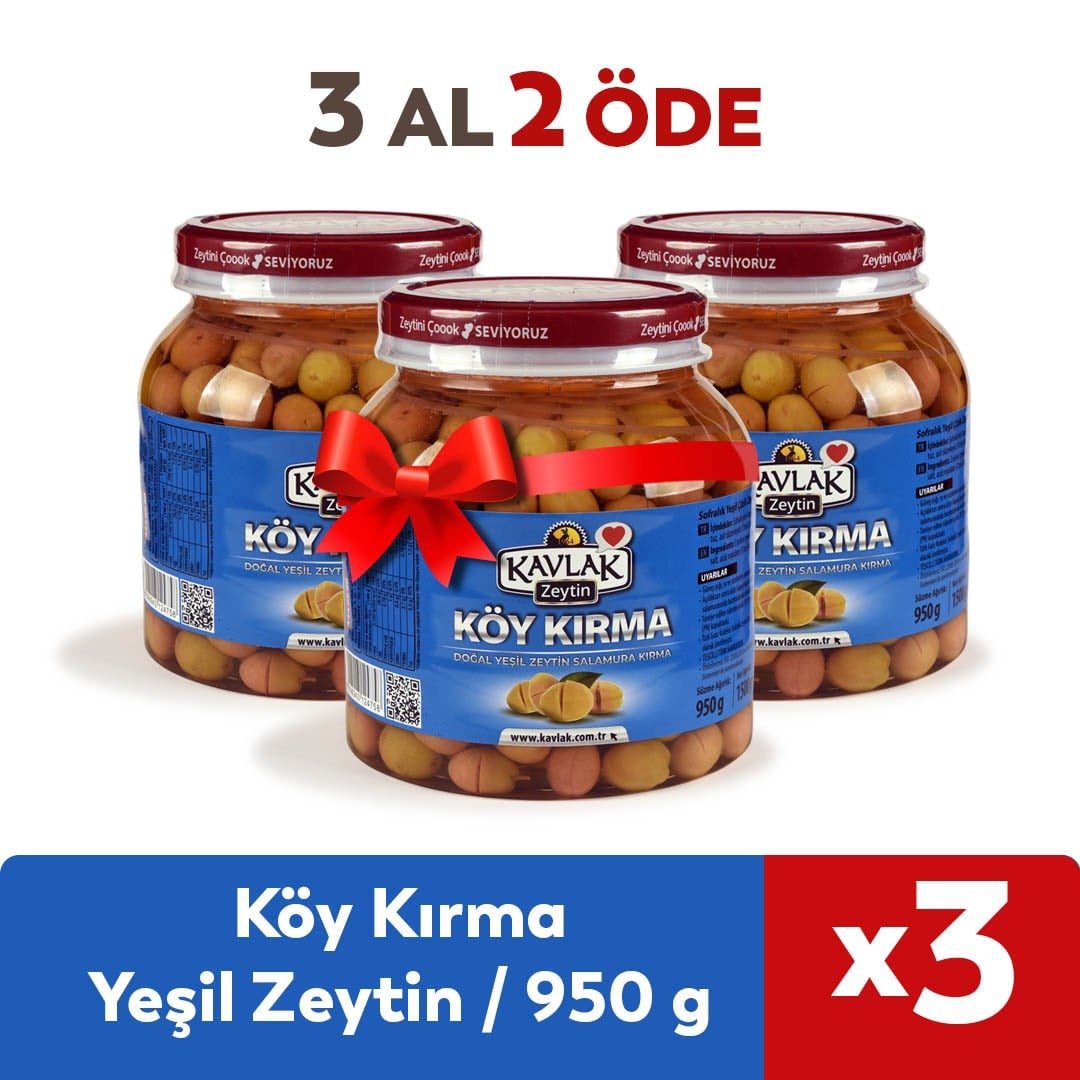 Köy Kırma Yeşil Zeytin 950 Gr 3 Al 2 Öde