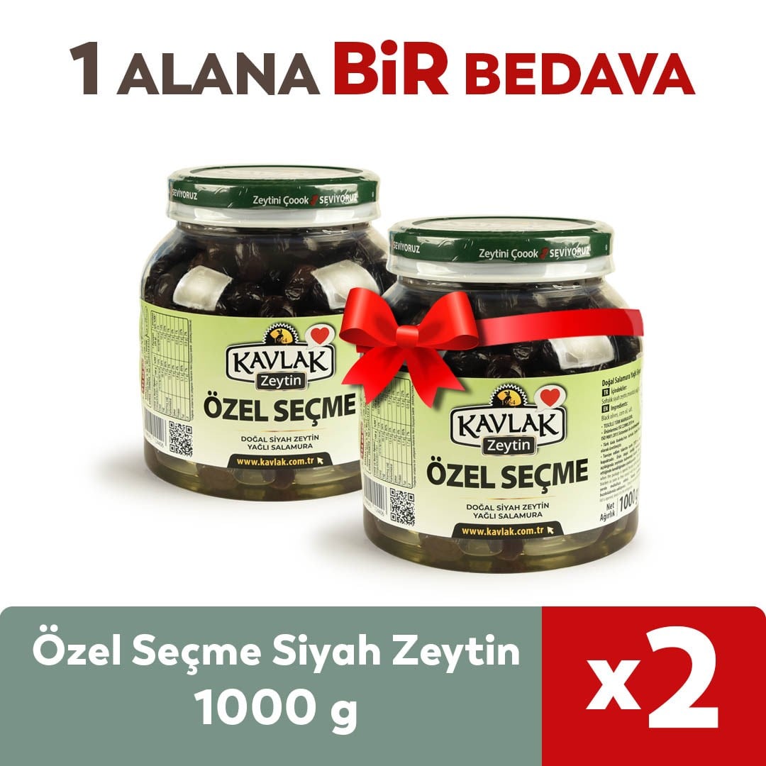 Özel Seçme Gemlik Siyah Zeytin 1 Kg Pet 1 ALANA 1 BEDAVA