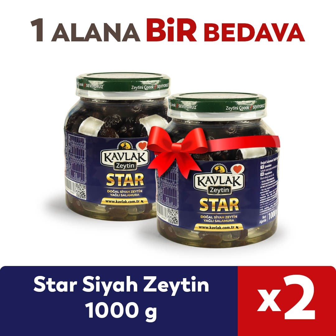 Star Gemlik Siyah Zeytin 1 Kg Pet 1 ALANA 1 BEDAVA