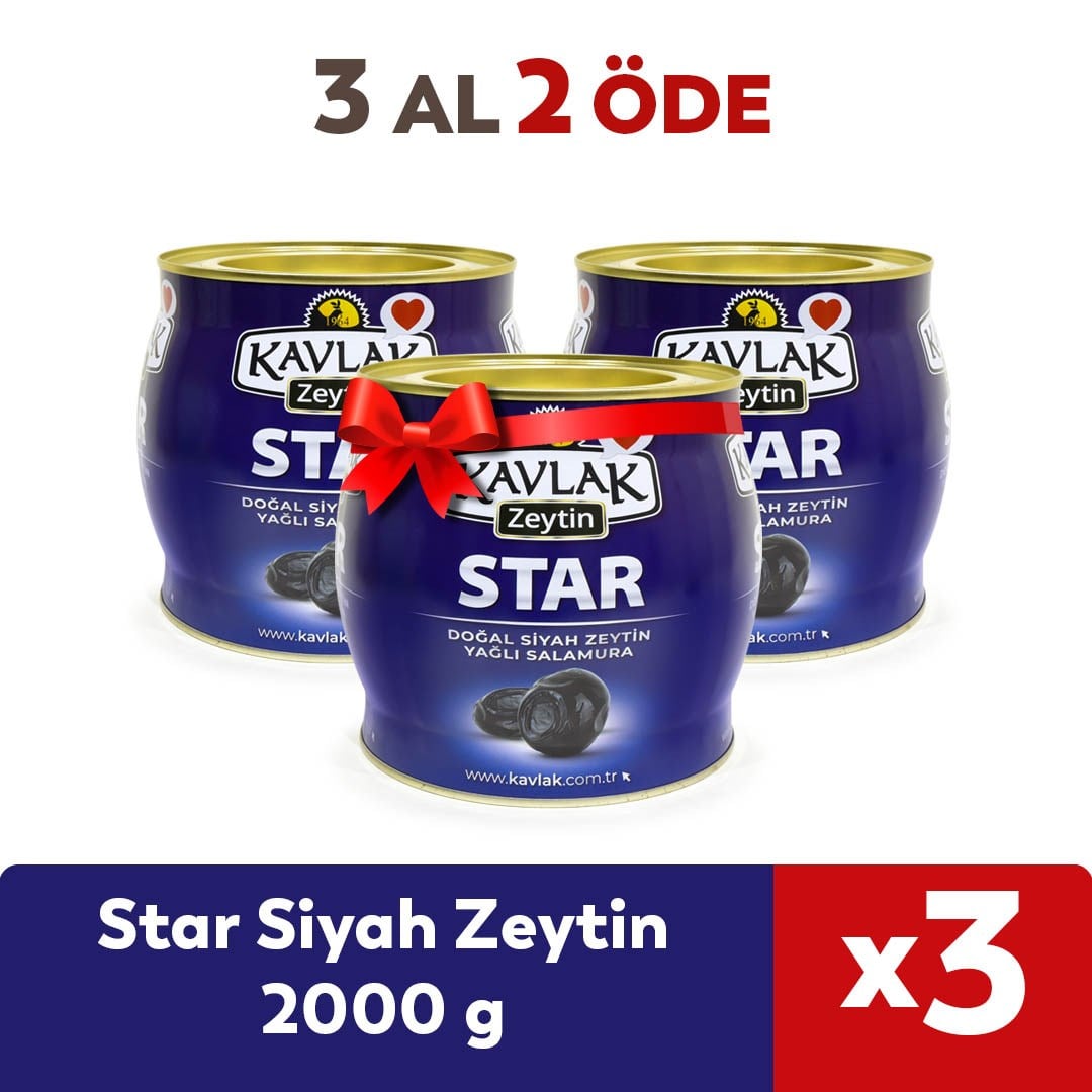 Star Gemlik Siyah Zeytin 2 Kg ( 2kg brüt x3 ) 3 AL 2 ÖDE