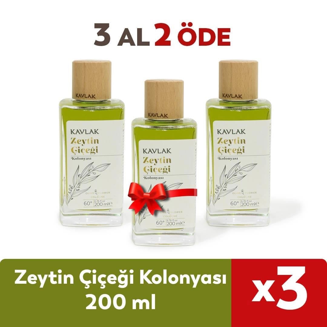 Zeytin Çiçeği Kolonyası Cam Şişe 200 ML 3 Al 2 Öde