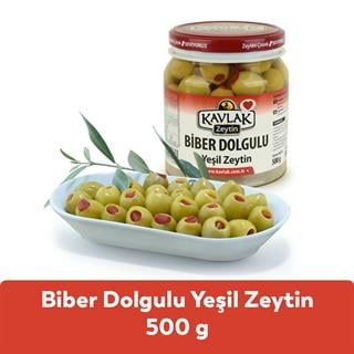 Biber Dolgulu Yeşil Zeytin 500 Gr