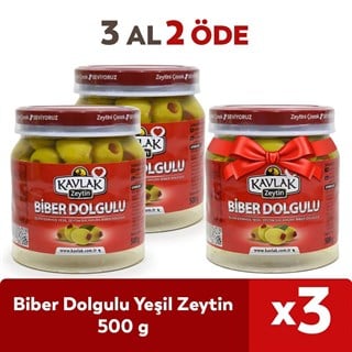Biber Dolgulu Yeşil Zeytin 500 Gr 3 Al 2 Öde