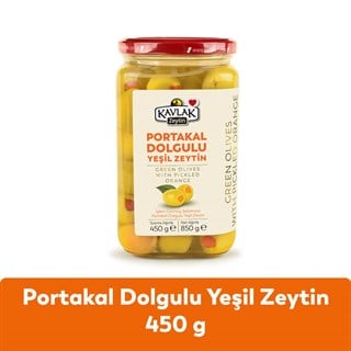 Portakal Dolgulu Yeşil Zeytin 450 Gr Cam Kavanoz