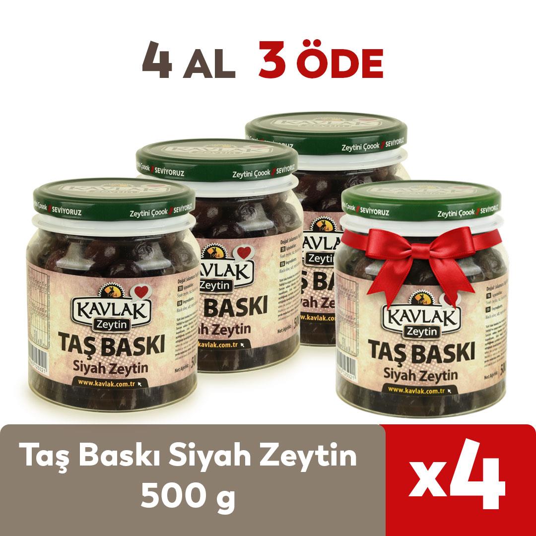 500 GR Taş Baskı Siyah Zeytin 4 Al 3 Öde