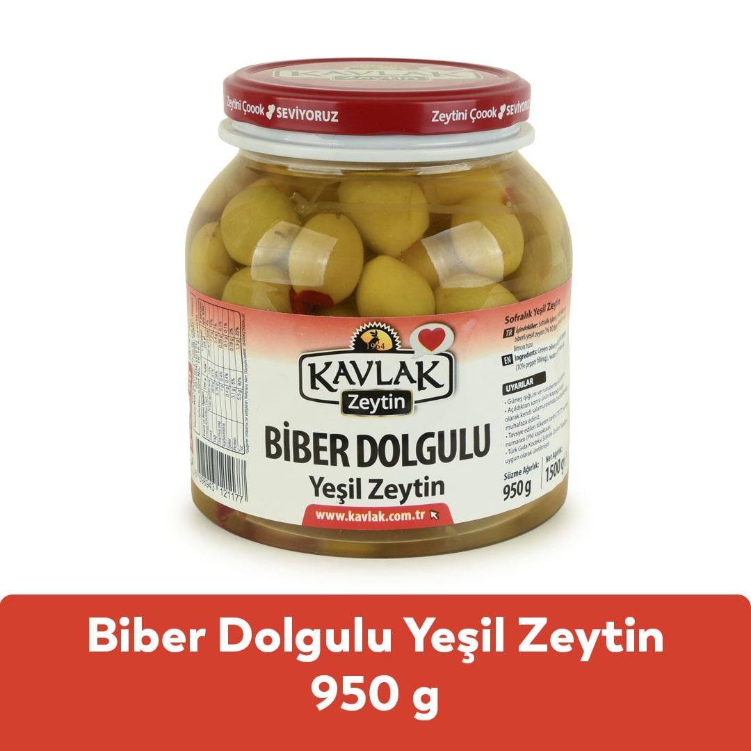 Biber Dolgulu Yeşil Zeytin 950 Gr