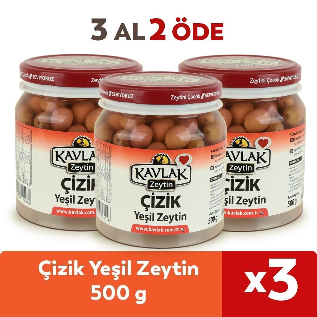 Çizik Yeşil Zeytin 500 Gr 3 Al 2 Öde
