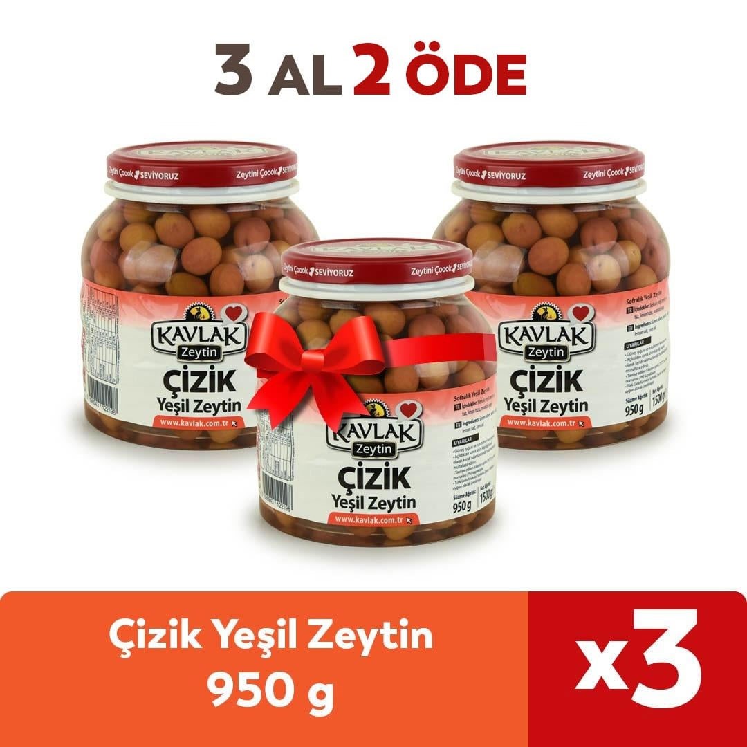 Çizik Yeşil Zeytin 950 GR 3 Al 2 Öde