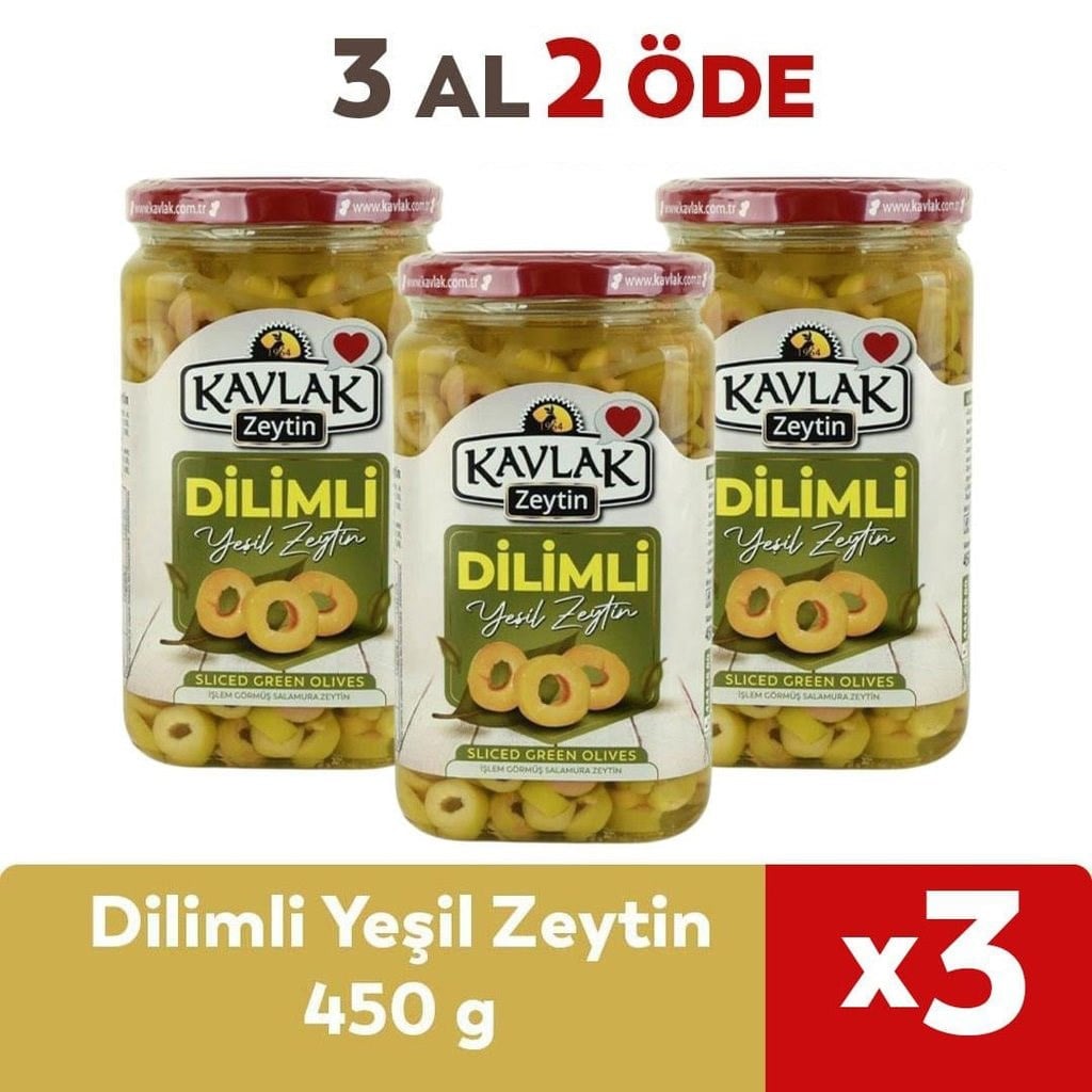 Dilimli Yeşil Zeytin 450 GR 3 AL 2 ÖDE