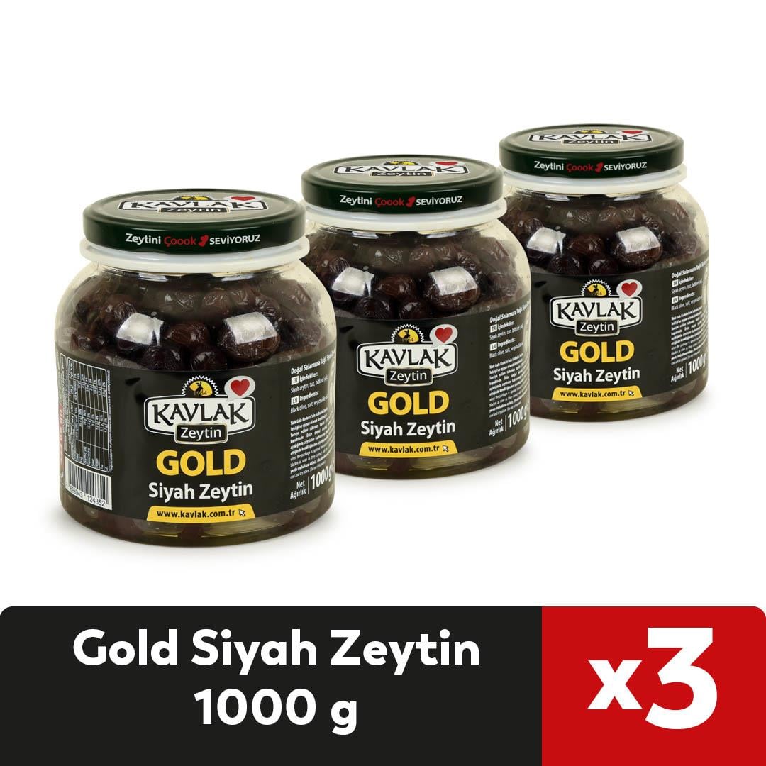 Gold Gemlik Siyah Zeytin 1 kg 3 lü Kampanya