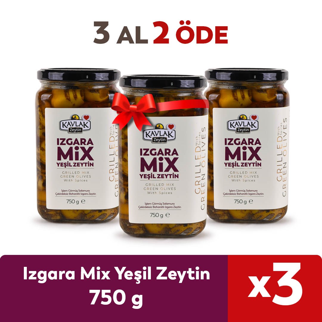 Izgara Mix Yeşil Zeytin 750 Gr 3 Al 2 Öde