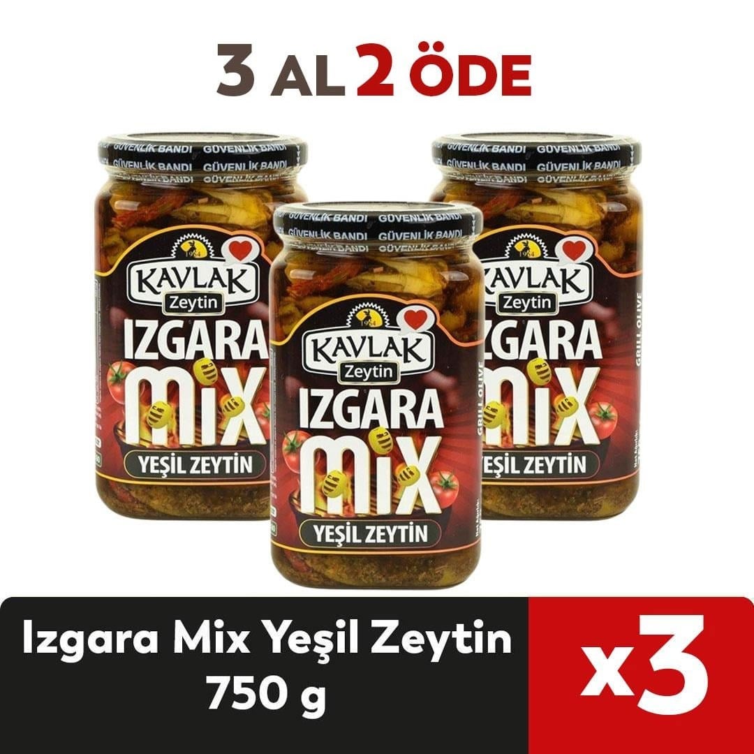Izgara Mix Yeşil Zeytin 750 Gr 3 Al 2 Öde