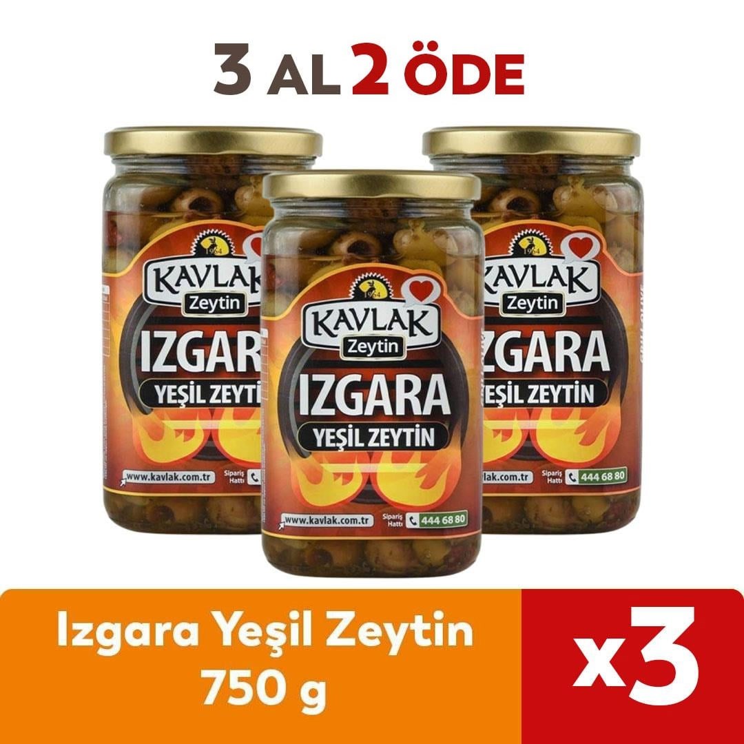Izgara Yeşil Zeytin 750 Gr Cam Kavanoz 3 Al 2 Öde