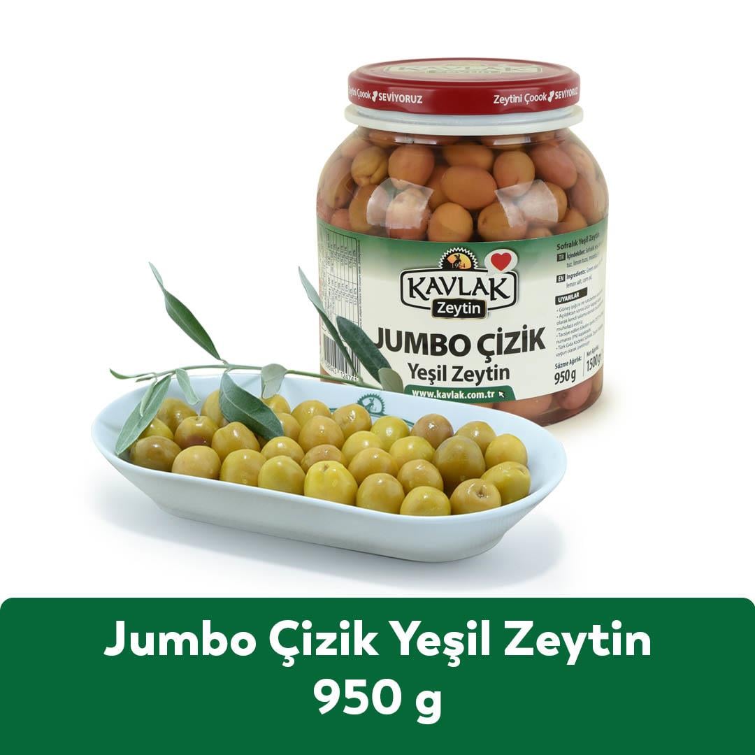 Jumbo Çizik Yeşil Zeytin 950 Gr