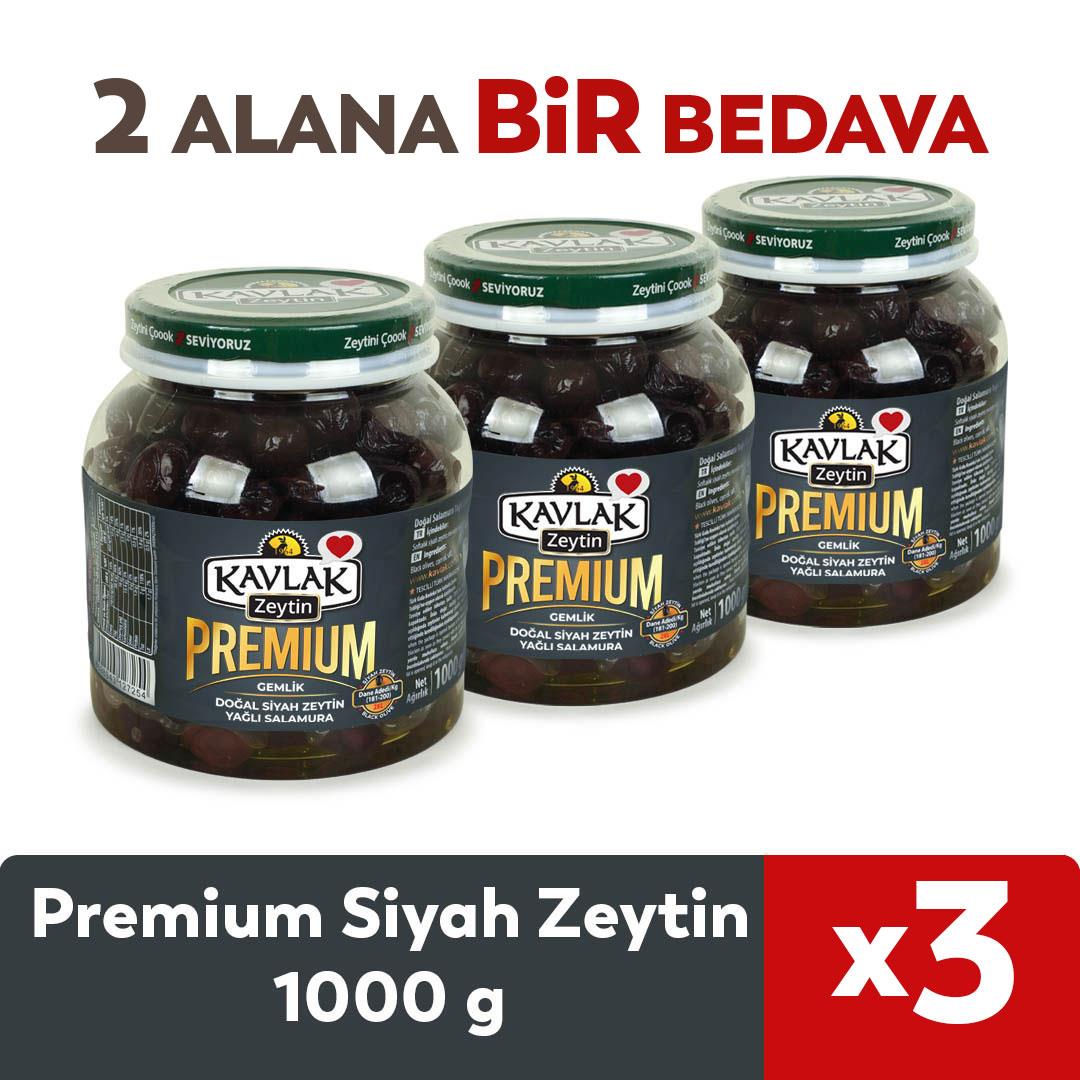 Premium Gemlik Siyah Zeytin 1 KG Pet 2 ALANA 1 BEDAVA 