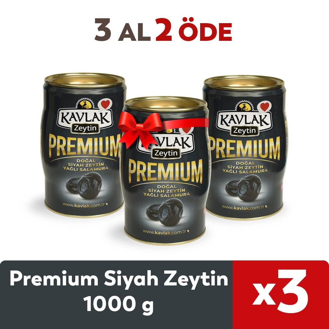Premium Gemlik Siyah Zeytin 1 KG Teneke 3 Al 2 Öde