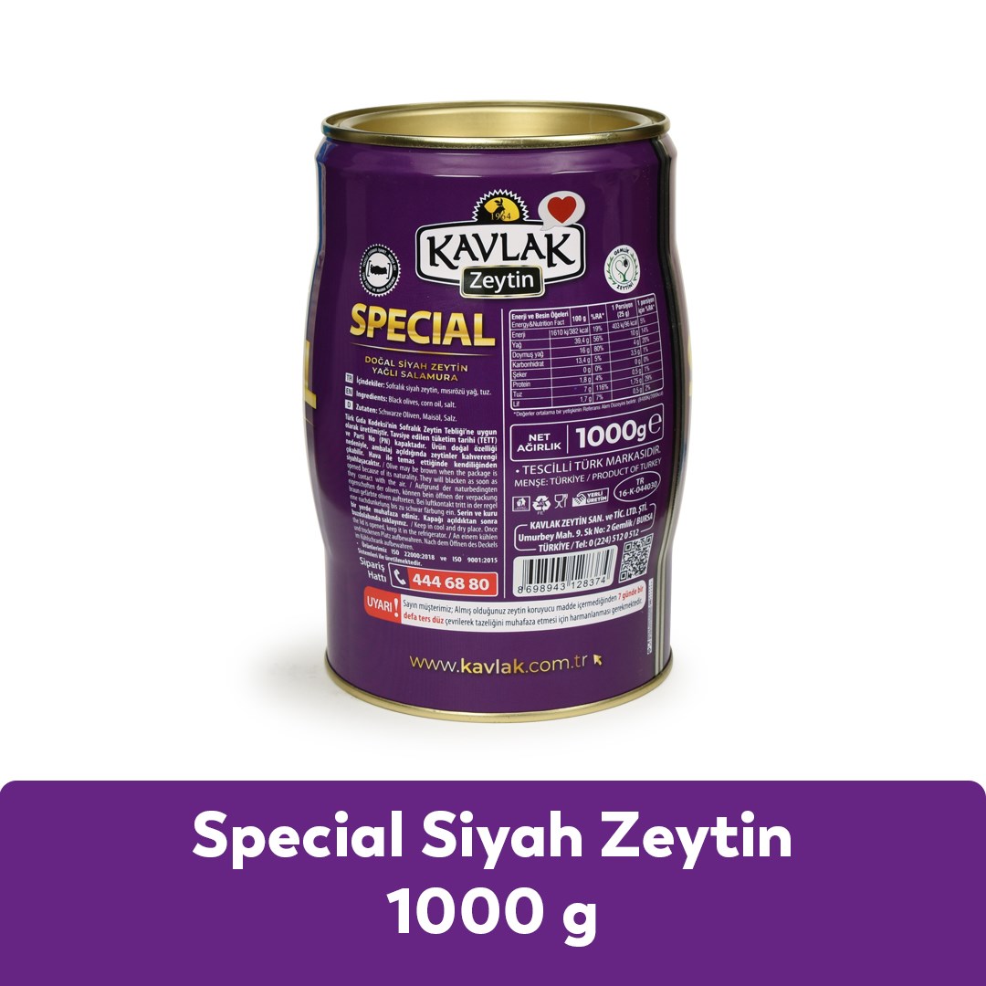 Special Siyah Zeytin 1 KG Teneke