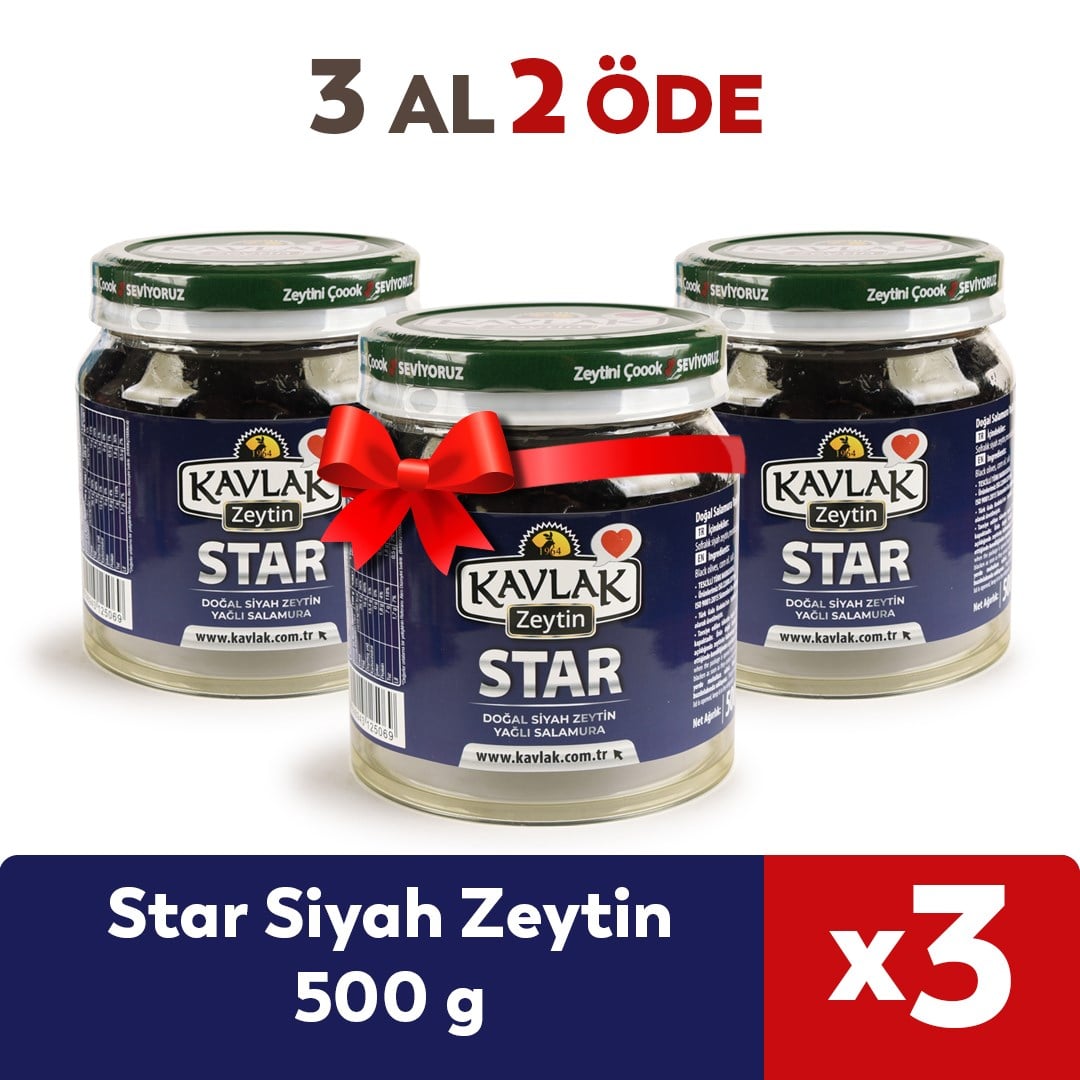 Star Gemlik Siyah Zeytin 500 Gr 3 AL 2 ÖDE