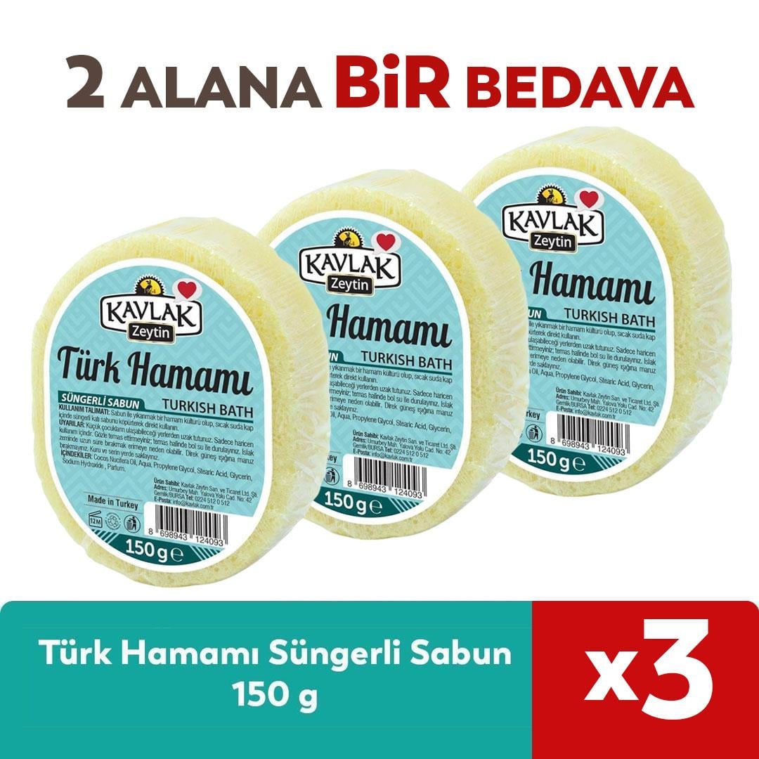 Türk Hamamı Süngerli Sabun 2 ALANA 1 BEDAVA 