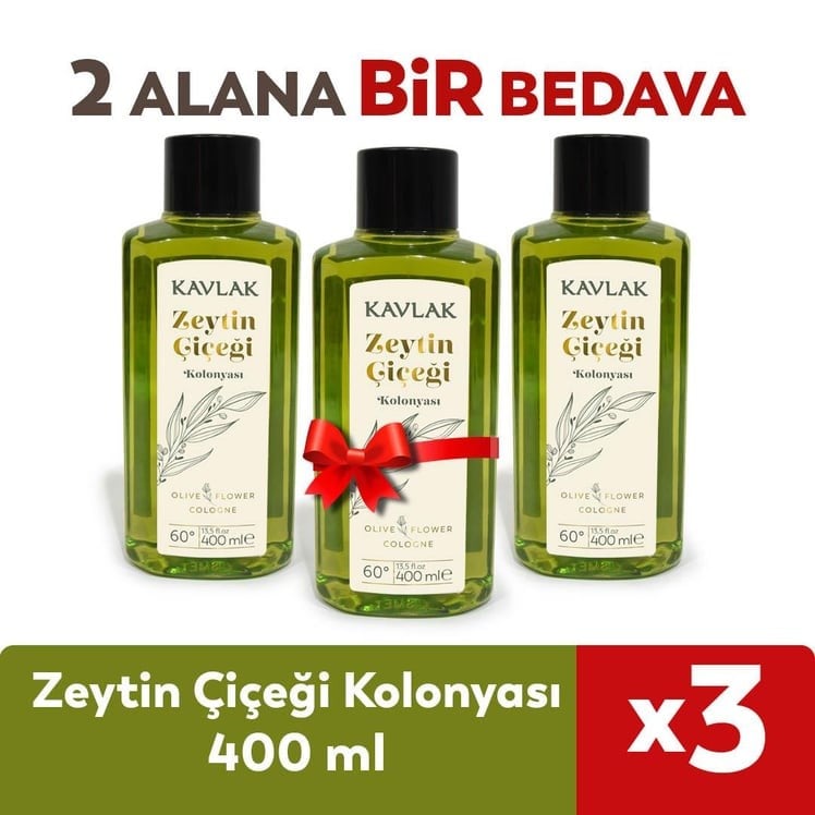 Zeytin Çiçeği Kolonyası 400 ml 2 ALANA 1 BEDAVA 